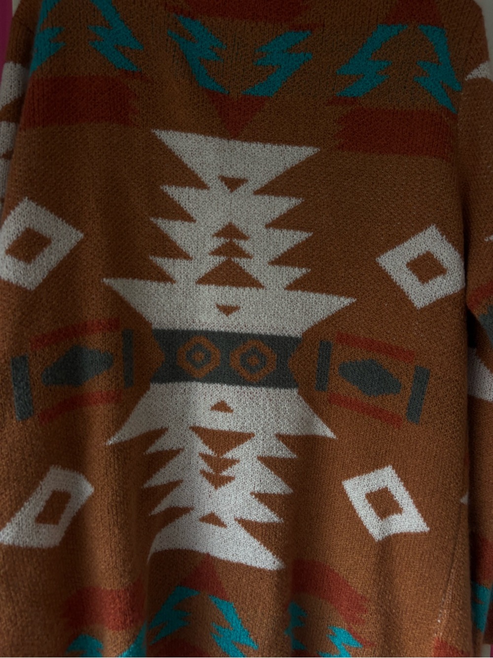 Cozy Southwestern Aztec Knit Cardigan in Rust & Cream - Picture 9 of 11